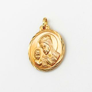 Colgante Medalla Oro 18K, Virgen y Cristo, 2.22gr