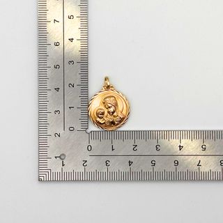 Colgante Medalla Oro 18K, Virgen y Cristo, 2.22gr