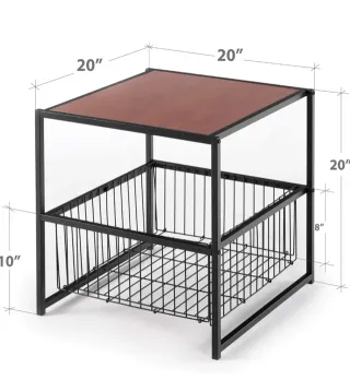 Mesita auxiliar madera y metal