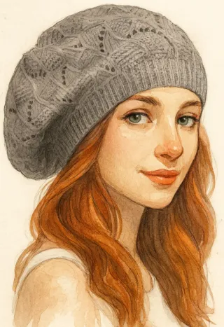 Berretto donna elegante in maglia grigio tg Unica