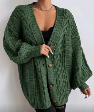 Chaqueta punto oversize verde