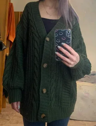 Chaqueta punto oversize verde