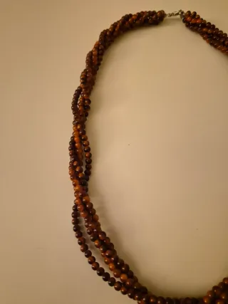 Collana 3 fili perline marroni