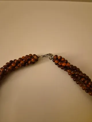 Collana 3 fili perline marroni