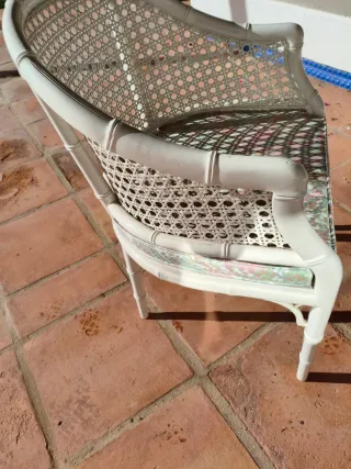 Sillón ratán Chippendale blanco