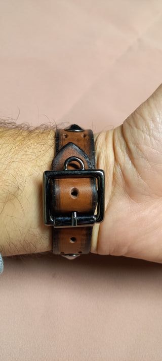 Braccialetto unisex in vero cuoio col. marron