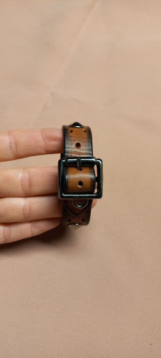 Braccialetto unisex in vero cuoio col. marron