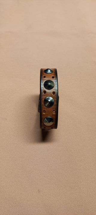 Braccialetto unisex in vero cuoio col. marron