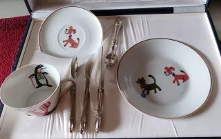 Set Pappa Bimbi Porcellana con posate in argento