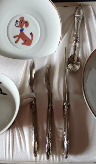 Set Pappa Bimbi Porcellana con posate in argento