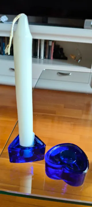 Portacandele Vintage Blu Cobalto