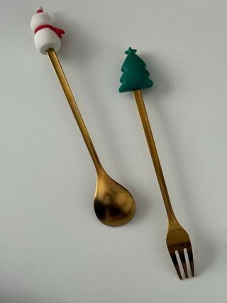 Cuchara y Tenedor Navideños Muñeco Nieve Árbol