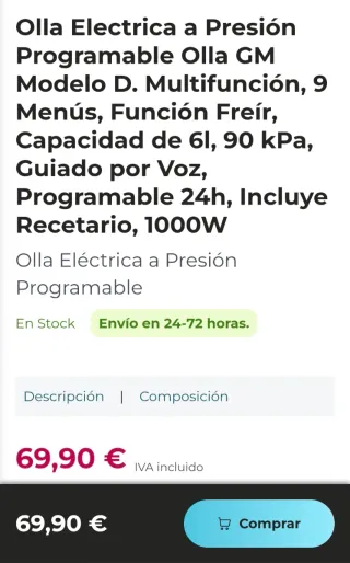 Olla Express Eléctrica Programable Cecotec