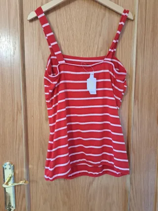 Blusa Rayas Rojas y Blancas