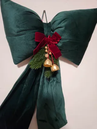 Fiocco Natale Velluto Verde con Campanelline