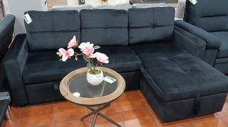 Sofá Chaise Longue Cama Negro 215cm