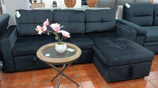 Sofá Chaise Longue Cama Negro 215cm