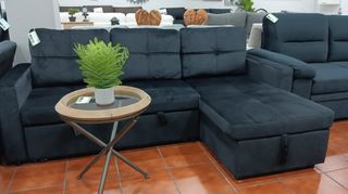 Sofá Chaise Longue Cama Negro 215cm