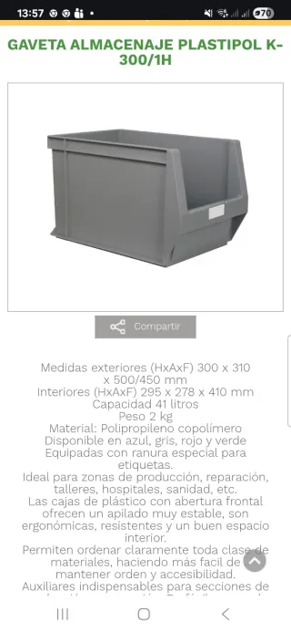 Gaveta Plastipol K-300/1H Almacenaje