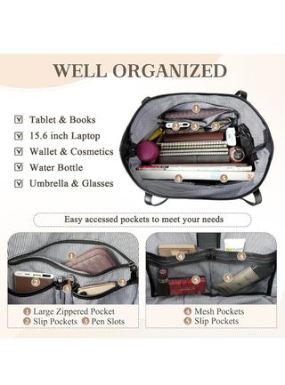 Bolso Tote Impermeable Mujer Negro