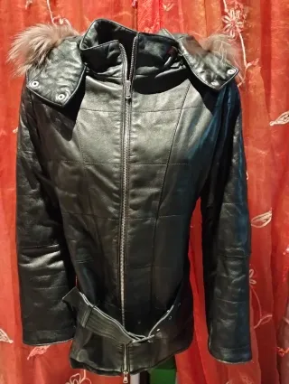 Giacca pelle donna con pelliccia
