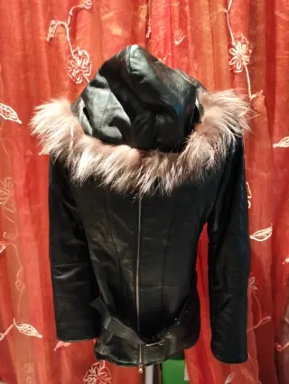 Giacca pelle donna con pelliccia