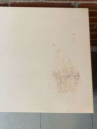 Mueble TV metal blanco.