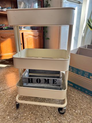 Carrito Estantería Blanco con Ruedas