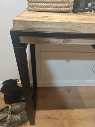 Consola entrada imitación madera y metal 120'5x40