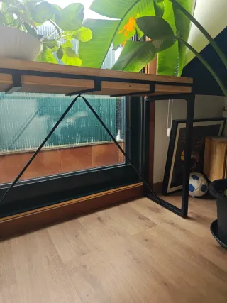 Consola entrada imitación madera y metal 120'5x40