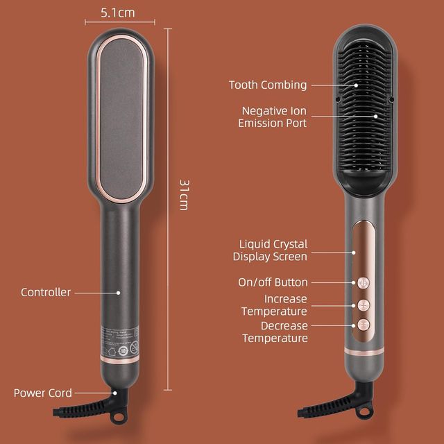 NUEVO - Spazzola Lisciante per Capelli Nero e Oro