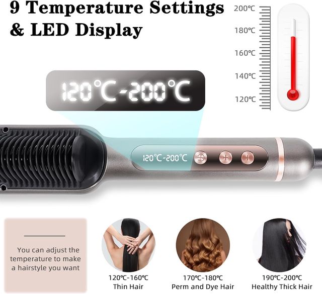 NUEVO - Spazzola Lisciante per Capelli Nero e Oro