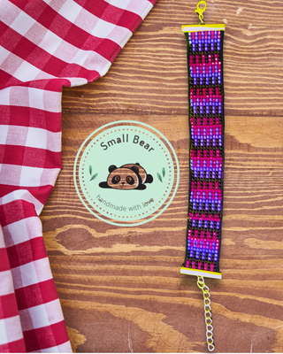 Pulsera Miyuki artesanal Azul y Plateado