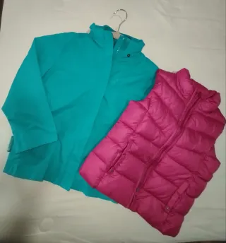 Lote: Chaleco acolchado y cortavientos