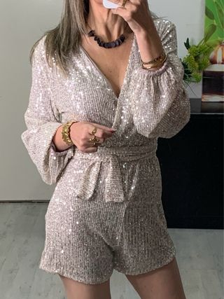 Mono corto lentejuelas talla única