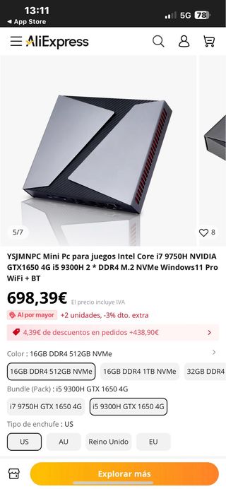 Mini PC Intel Core i7-9850H / Potente