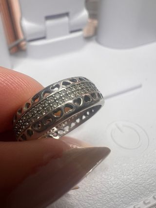 Anillo Plata S925 Talla 7 Corazones