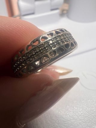 Anillo Plata S925 Talla 7 Corazones