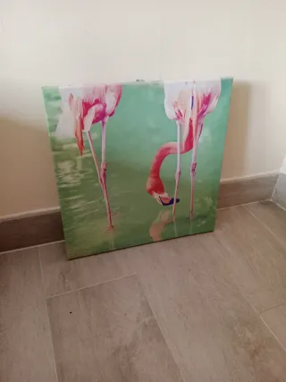 Cuadro Flamencos Rosa y Verde