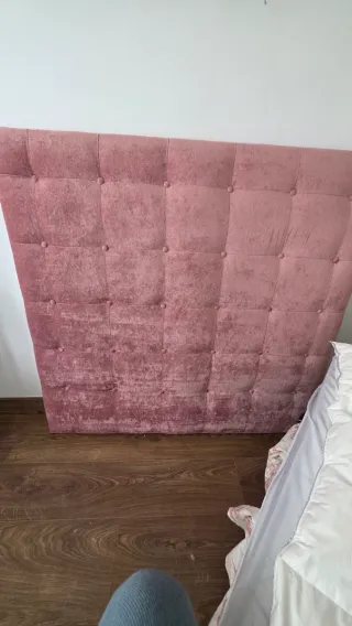 Cabecero terciopelo rosa