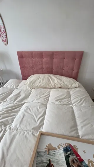 Cabecero terciopelo rosa