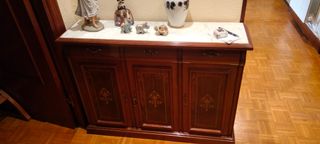 Mueble de entrada madera y mármol