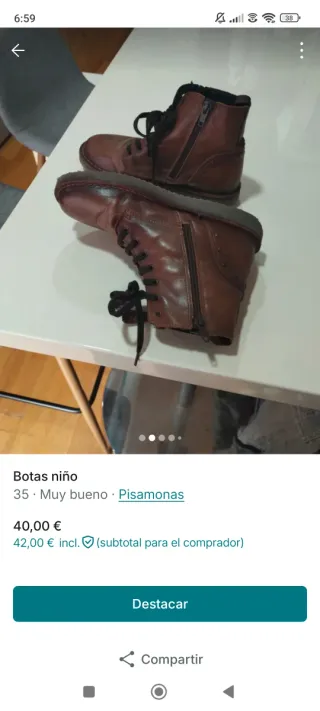 Botas niño piel Pisamonas talla 35