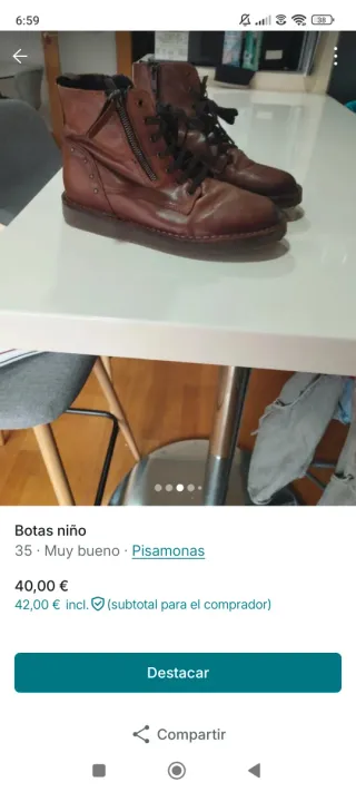 Botas niño piel Pisamonas talla 35