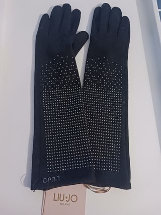 Guanti lunghi Liu Jo neri con strass
