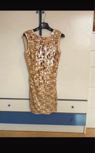 Vestido dorado lentejuelas fiesta