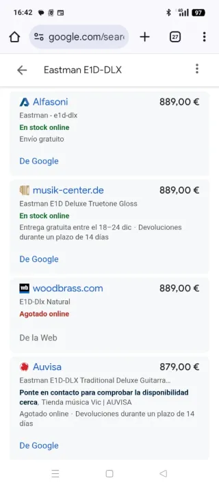 Guitarra Eastman E1D-DLX Electroacústica