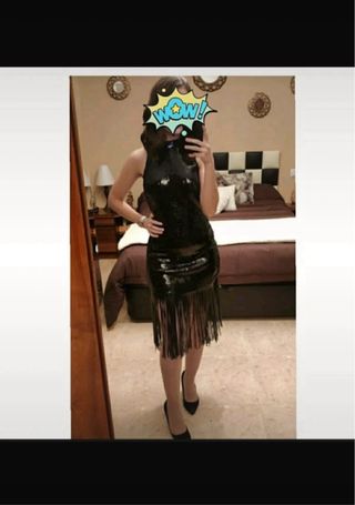 Vestido fiesta lentejuelas flecos