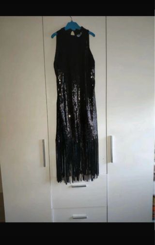 Vestido fiesta lentejuelas flecos