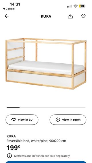 Literas Ikea Kira Reversible Madera y Blanca